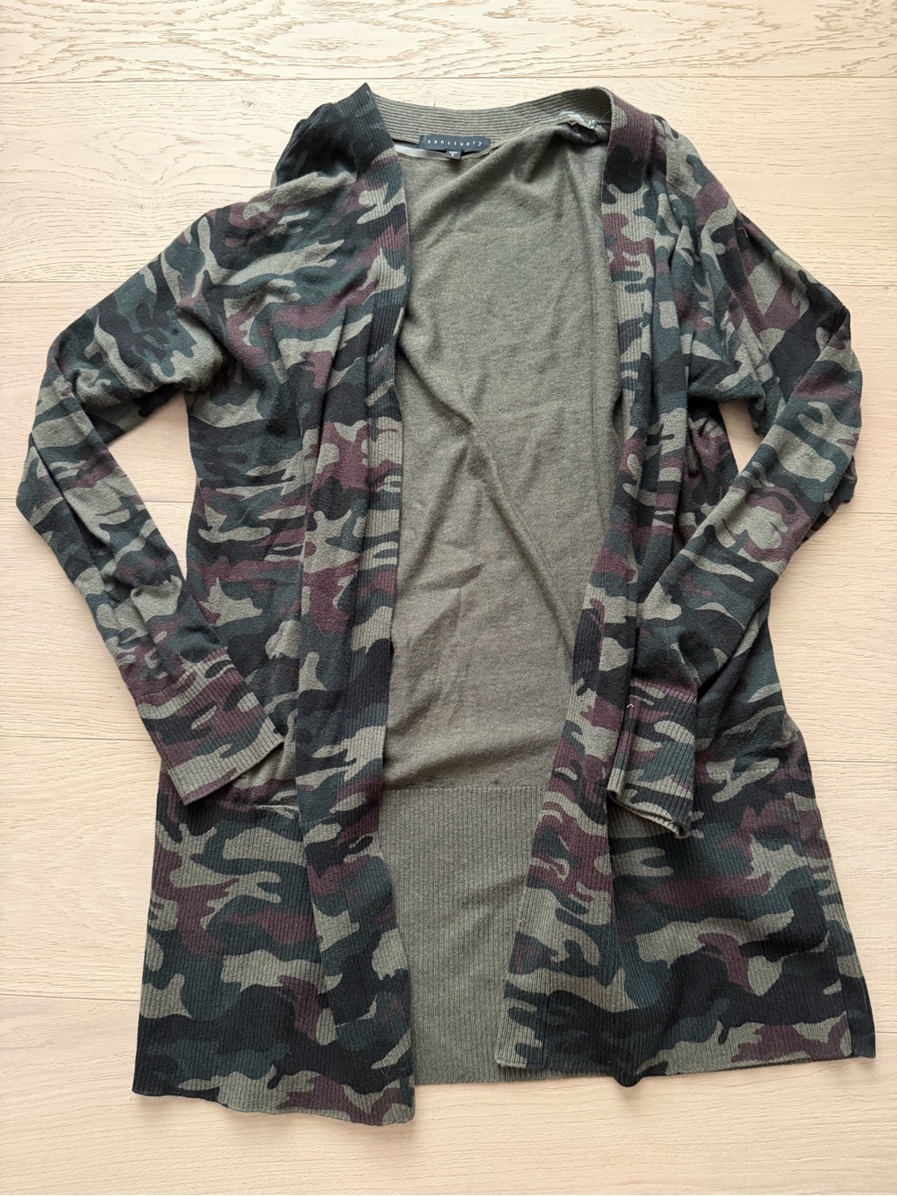 Sanctuary camouflage open-front knit cardigan